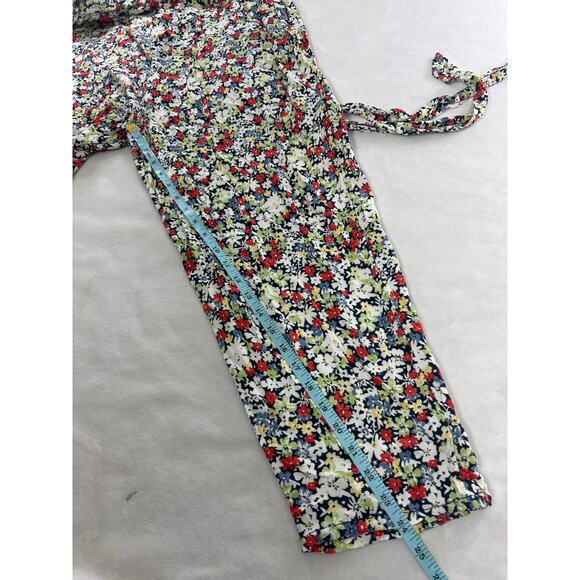 Free People Ruffle Your Feathers Print Jumpsuit Deep V Neck Pockets XS Boho - Picture 12 of 13